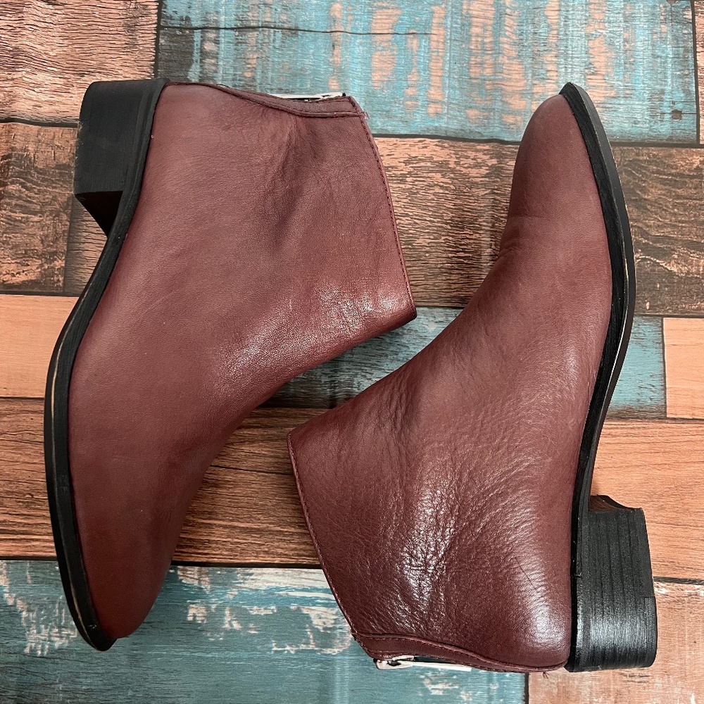 Dolce Vita Mylene Bordeaux Leather Ankle Boots Size 6